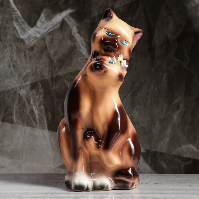 Копилка "Кошки", пара, большая, глянец, бело-шоколадная