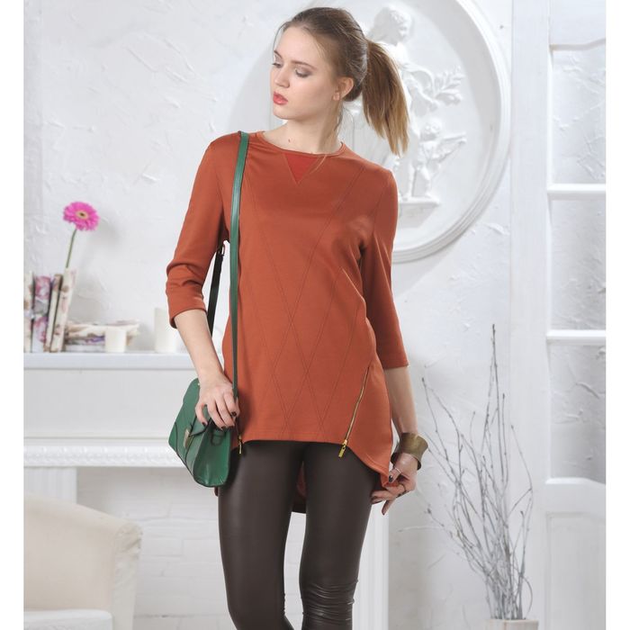 Туника женская, размер 48, рост 164 см, цвет кирпичный (арт. 4657)