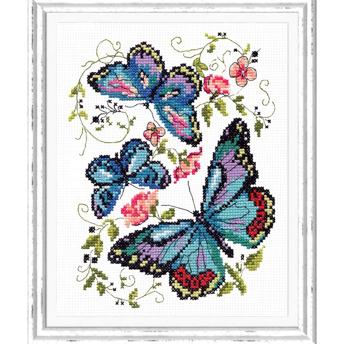 Набор для вышивания крестом «Синие бабочки» набор для вышивания крестом синие бабочки