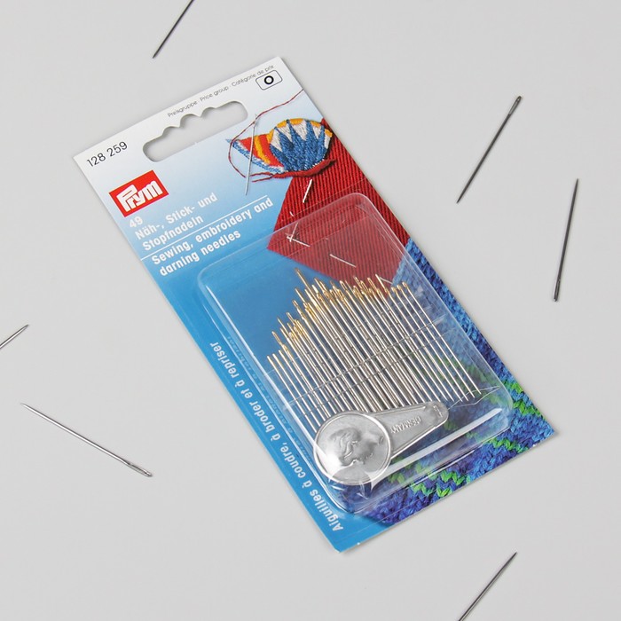 Иглы для вышивки и штопки, с нитевдевателем, 49шт