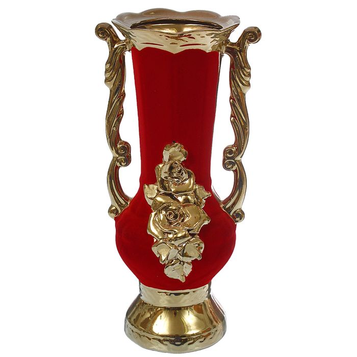 Ваза "Александр" булат, флок, красная