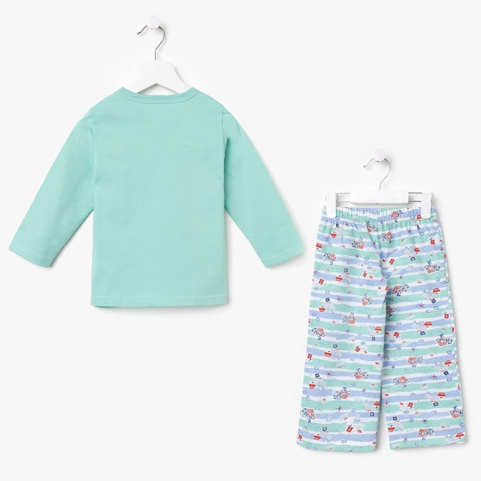 Пижама для мальчика (джемпер, брюки), рост 110-116 см (32), цвет мята/принт (арт. 396Б-171)