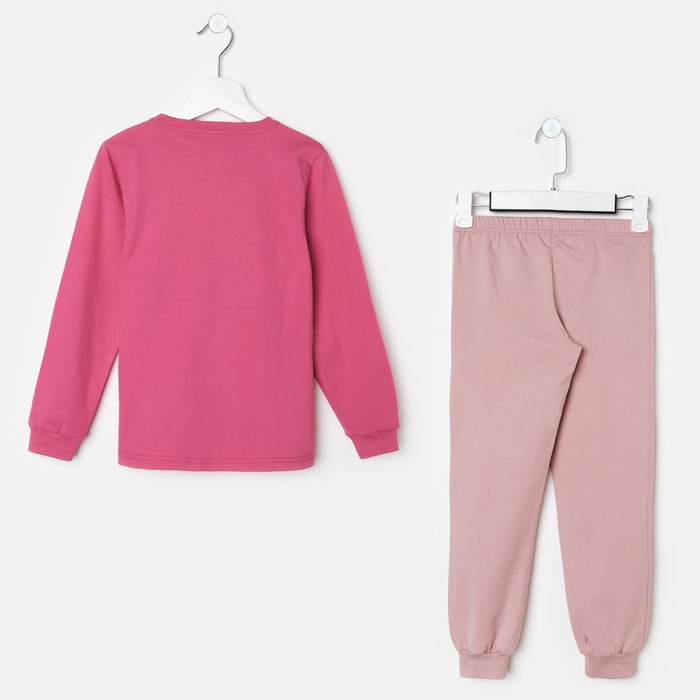 Пижама для девочки (джемпер, брюки), рост 122-128 см (34), цвет розовый/принт (арт. 356Б-161)