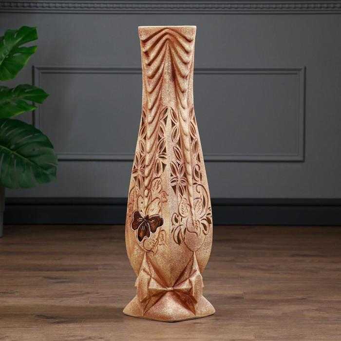 Ваза напольная "Квадро" шамот, резная