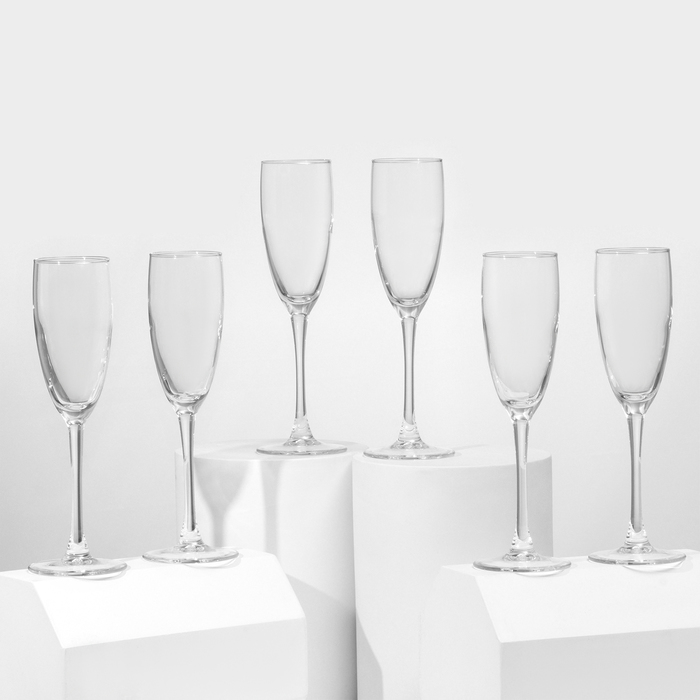 Набор стеклянных бокалов для шампанского «Эталон», 170 мл, 6 шт набор бокалов для шампанского из 2 шт с золотой каймой 170 мл