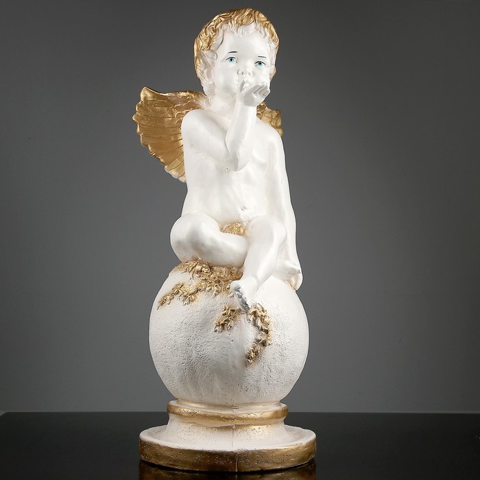 Статуэтка «Ангел на шаре» бело-золотая, 30 × 30 × 60 см