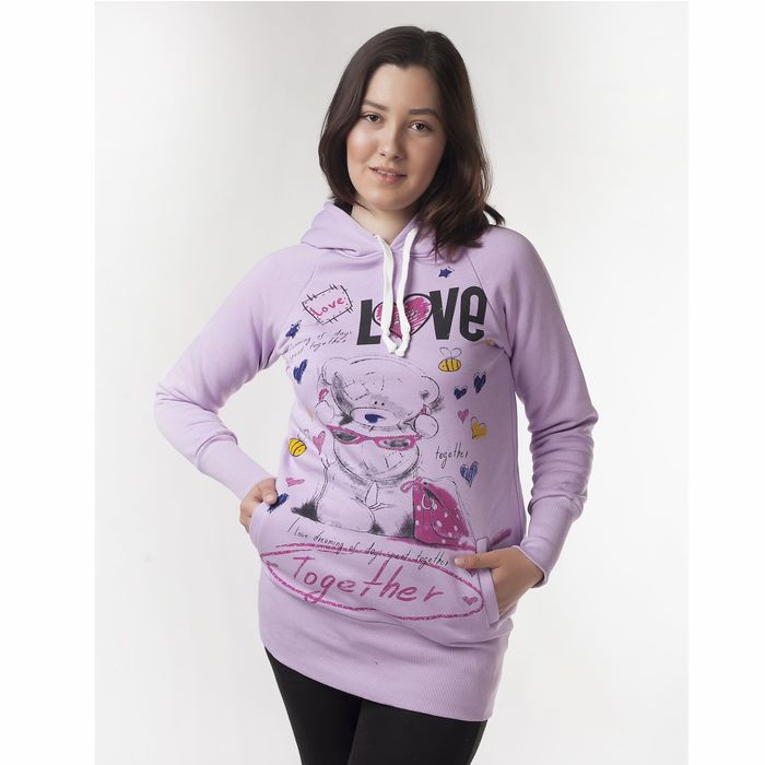 Худи женские "Мишка лав", цвет фиолетовый, размер 48 (L) (арт. ХЖ-СТ0004)