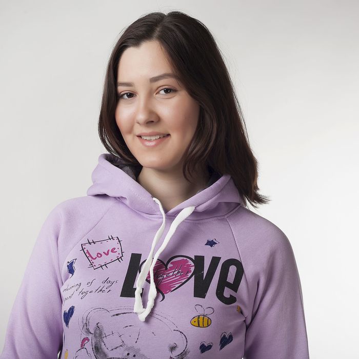 Худи женские "Мишка лав", цвет фиолетовый, размер 48 (L) (арт. ХЖ-СТ0004)