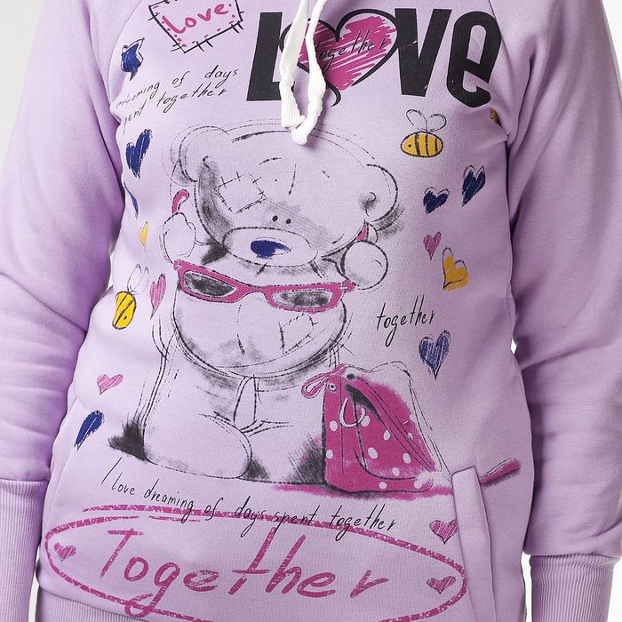 Худи женские "Мишка лав", цвет фиолетовый, размер 48 (L) (арт. ХЖ-СТ0004)