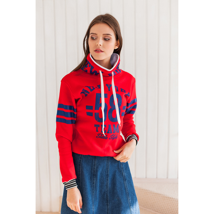 Толстовка женская "Нью-Йорк 58", цвет красный, размер 50 (XL) (арт. ТЖБК-СТ0004)