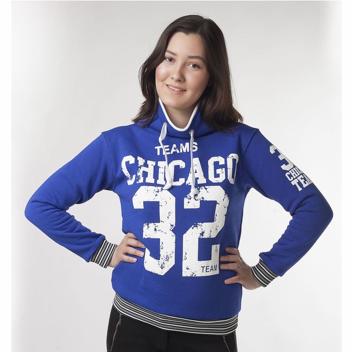 Толстовка женская "Чикаго 32", цвет синий, размер 50 (XL) (арт. ТЖБК-СТ0001)