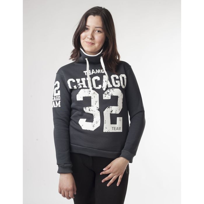 Толстовка женская "Чикаго 32" ТЖБК-СТ0004, цвет тёмно-серый, размер 52 (2XL) (арт. ТЖБК-СТ0004)