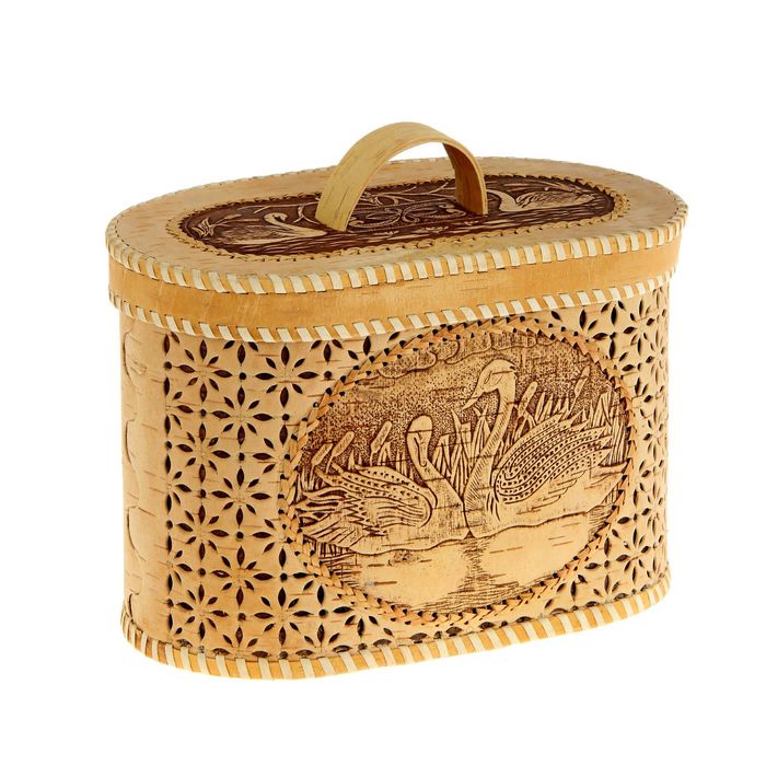 Хлебница резная 30 х 17 х 20 см, береста