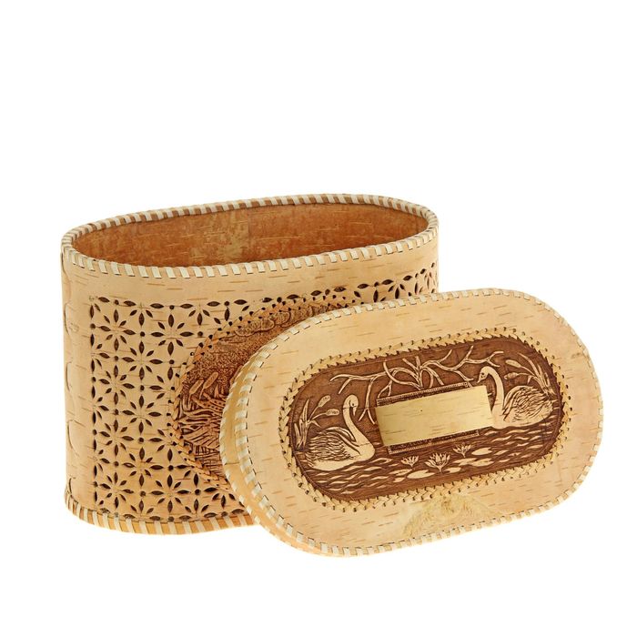 Хлебница резная 30 х 17 х 20 см, береста