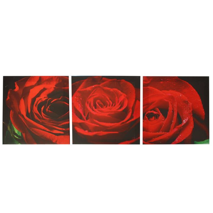 Модульная картина на подрамнике "Бутон розы", 3 шт. — 28×28 см, 28×84 см