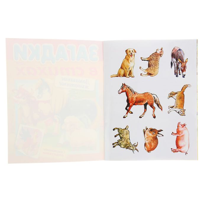 Загадки с наклейками в стихах "Домашние животные", УФ-лак