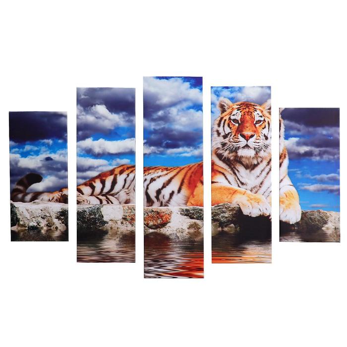 Картина модульная на подрамнике Тигр 115х80 см (80х23; 2-70х23; 2-53х23) сюжет картина модульная на подрамнике бенгальский тигр 2 30х45 1 29 5х69 1 34х69
