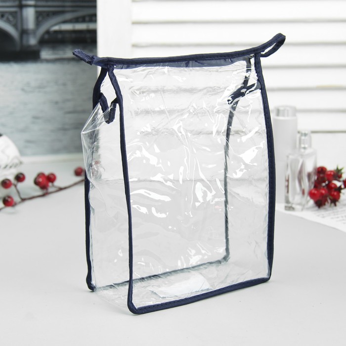 Косметичка на молнии, 1 отдел, цвет синий