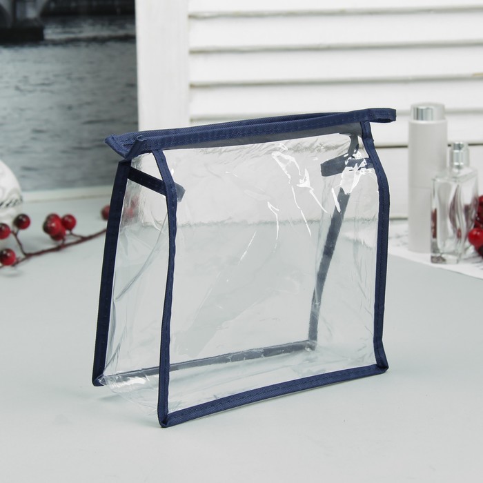 Косметичка на молнии, 1 отдел, цвет синий