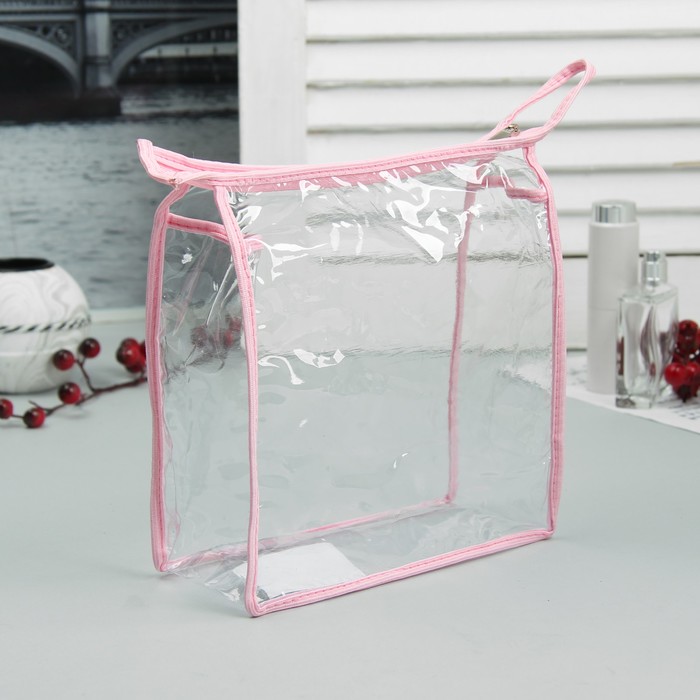 Косметичка банная на молнии, 1 отдел, цвет розовый