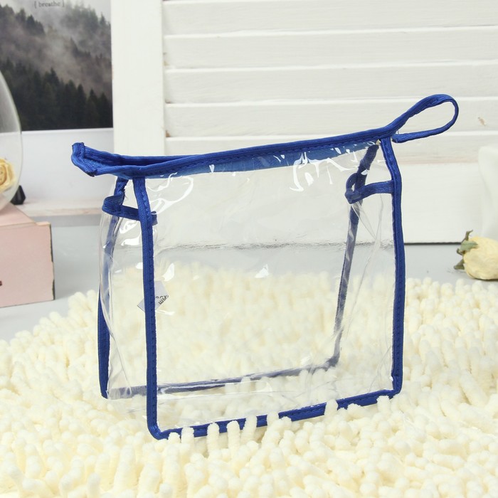 Косметичка банная на молнии, 1 отдел, цвет синий