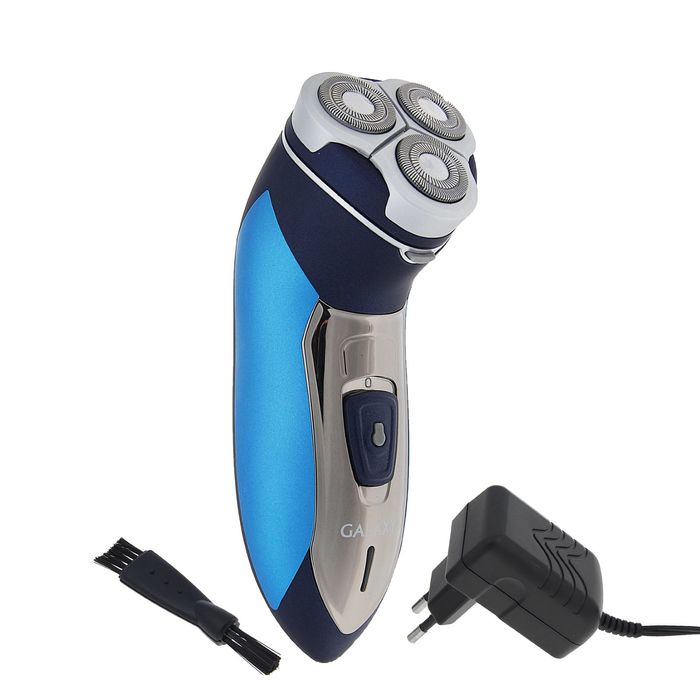 Электробритва Galaxy GL4208, 3 Вт, АКБ, роторная, 3 плавающих головки, триммер, синяя