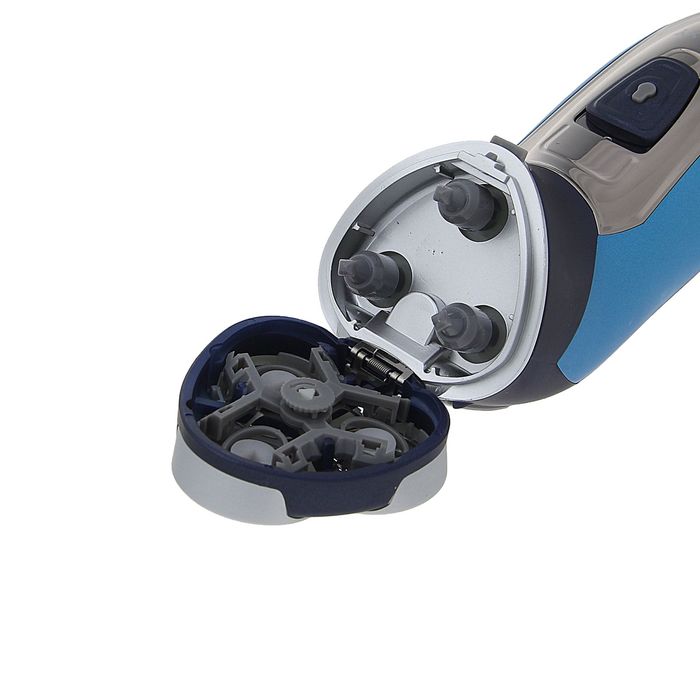 Электробритва Galaxy GL4208, 3 Вт, АКБ, роторная, 3 плавающих головки, триммер, синяя