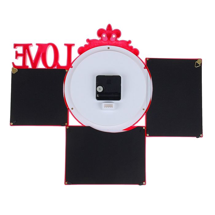 Часы настенные Love, розовые, циферблат микс + 3 фоторамки: 10 × 15 см (2 шт.) и 10 × 10 см