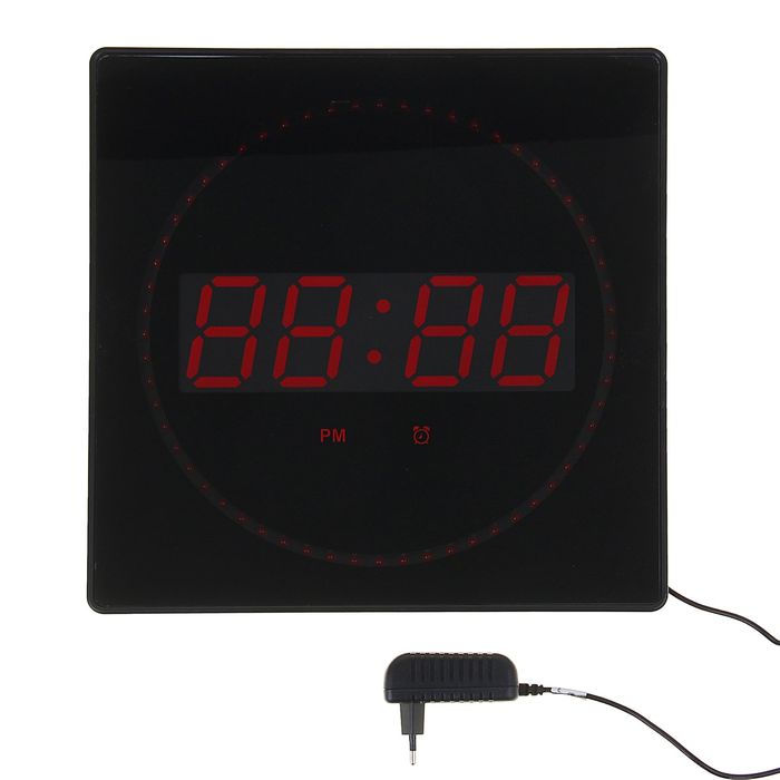 Часы настенные электронные, квадратные: будильник, время, температура, красные цифры