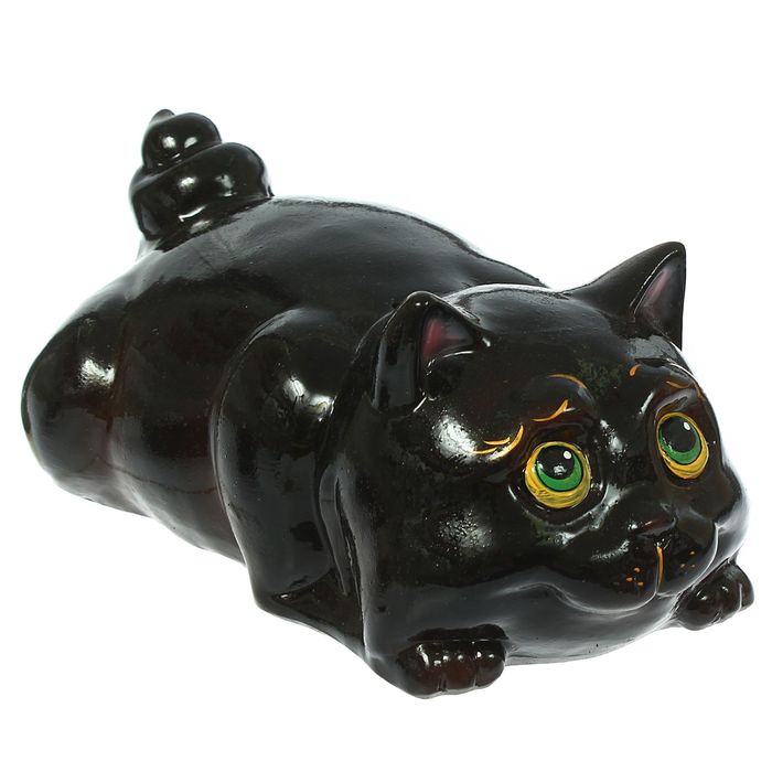 Копилка "Котик Тима" глянец, жёлто-зелёные глаза, микс