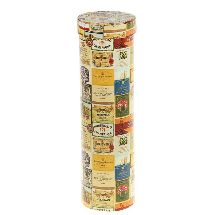 Подарочная коробка, тубус "Винные этикетки" 9,2 х 32 см