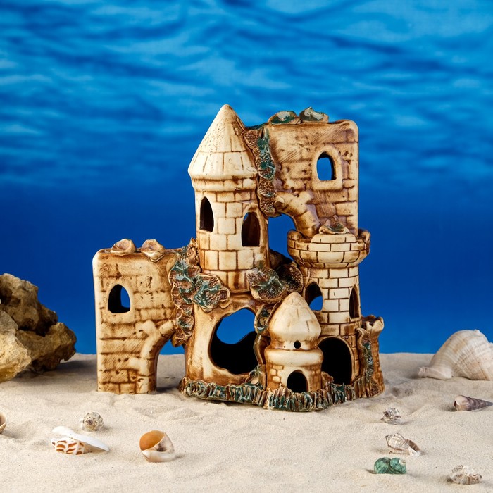 Декорации для аквариума "Трёхъярусный замок", микс