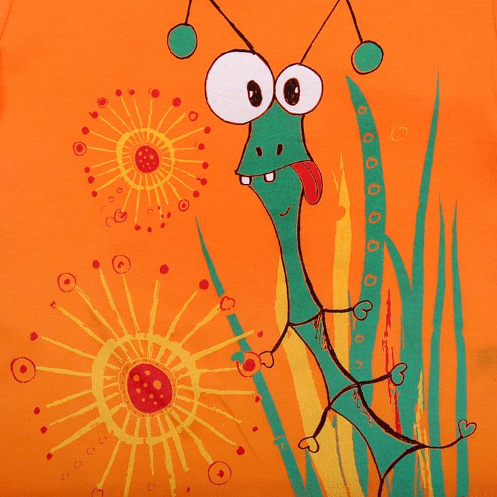 Комплект для девочки "Кузнечик", рост 122-128 см (32), цвет оранжевый/зелёный