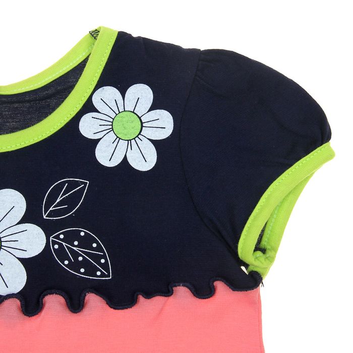 Платье для девочки "Три цветочка", рост 98 см (26), цвет тёмно-синий/карамель/лимонный