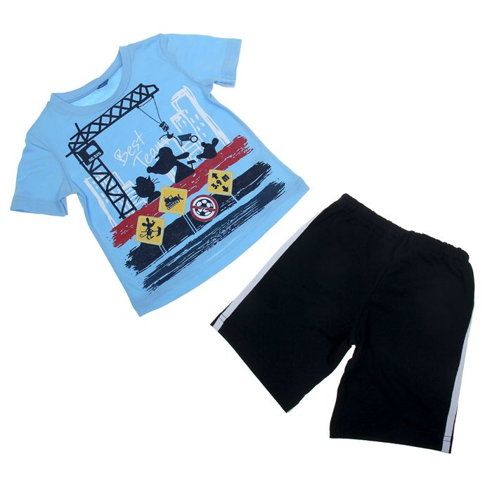 Костюм для мальчика "Усатые строители", цвет голубой/тёмно-синий, рост 86-92 см (26)