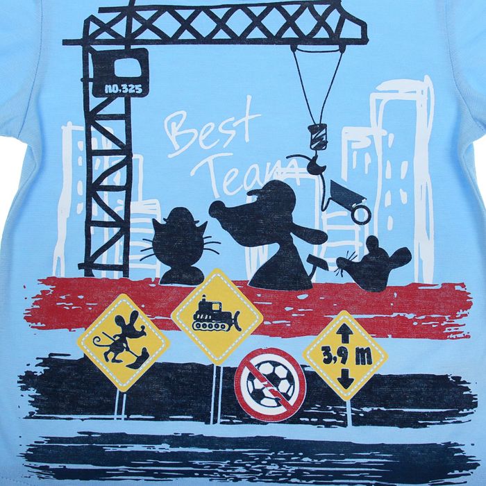 Костюм для мальчика "Усатые строители", цвет голубой/тёмно-синий, рост 86-92 см (26)