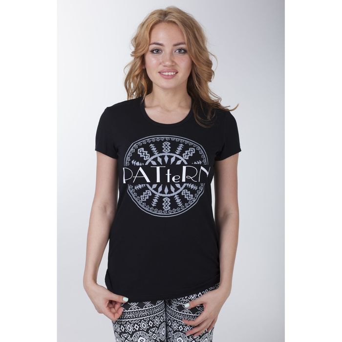 Комплект женский (футболка, капри), цвет чёрный, рост 170-176, размер 42 вискоза