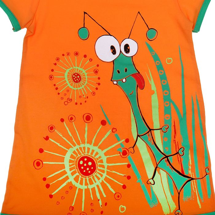 Платье для девочки "Травы", рост 98-104 см (28), цвет оранжевый, принт МИКС