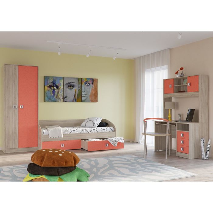 Стол рабочий СИТИ 1200*600*755 Дуб сонома/Коралл