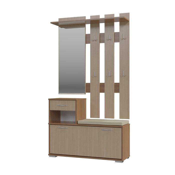 Вешалка с зеркалом ЛИРА 1000*280*1350 Ноче Ногаро темный/светлый