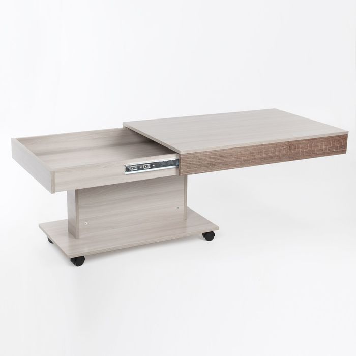 Стол журнальный с ящиком 1005*660*530 Ясень шимо светлый/тёмный