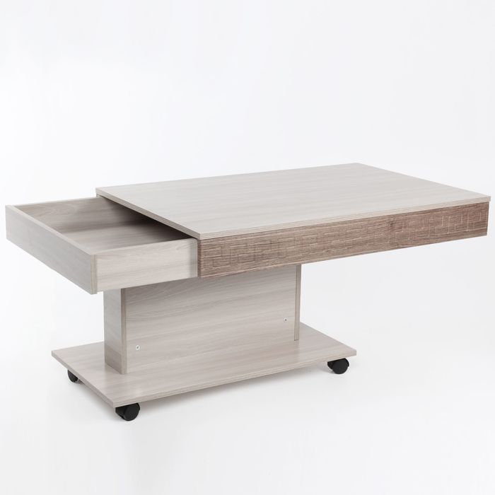 Стол журнальный с ящиком 1005*660*530 Ясень шимо светлый/тёмный