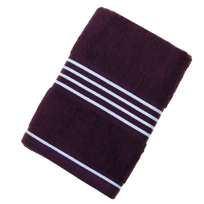 Полотенце махровое Rio-Uni vollfarbig, размер 50х100 см, 500 г/м2, цвет черничный/белый