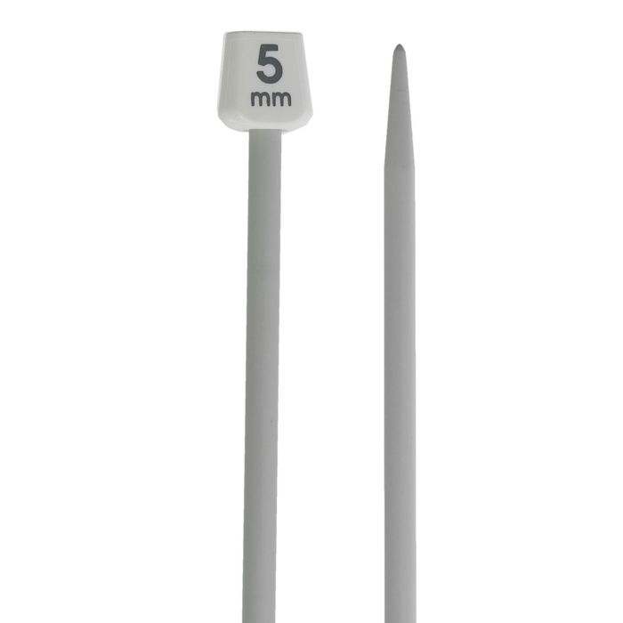 Спицы для вязания прямые, наконечник, d=5мм, 30см, 2шт