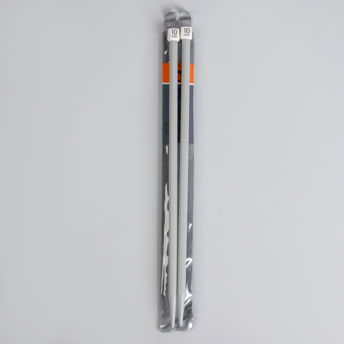 Спицы для вязания прямые, с пластиковым наконечником, d=10мм, 35 см, 2шт