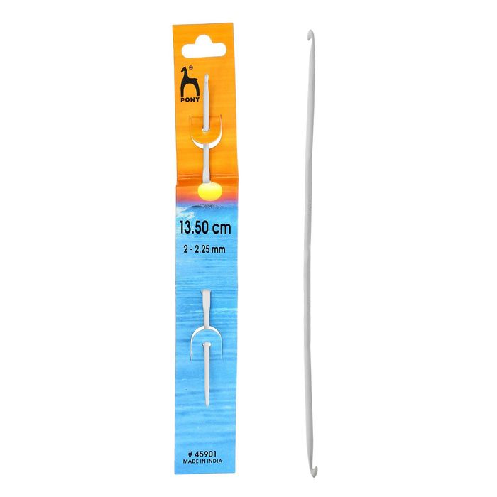 Крючок для вязания, алюминиевый, двусторонний, d=2-2,25мм, 13,5см