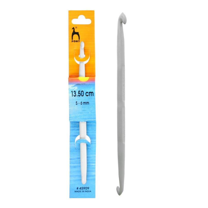 Крючок для вязания, алюминиевый, двусторонний, d=5-6мм, 13,5см