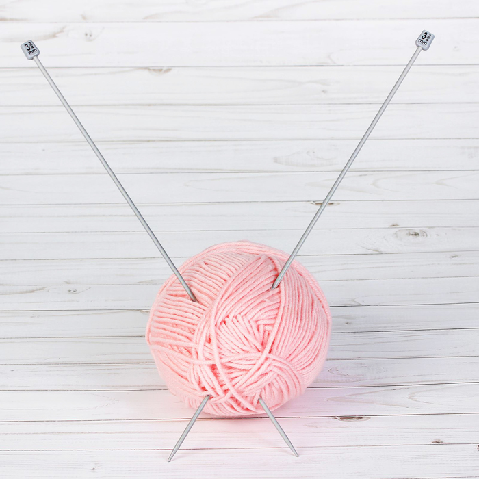 Спицы для вязания прямые, наконечник, d=3,75мм, 40см, 2шт