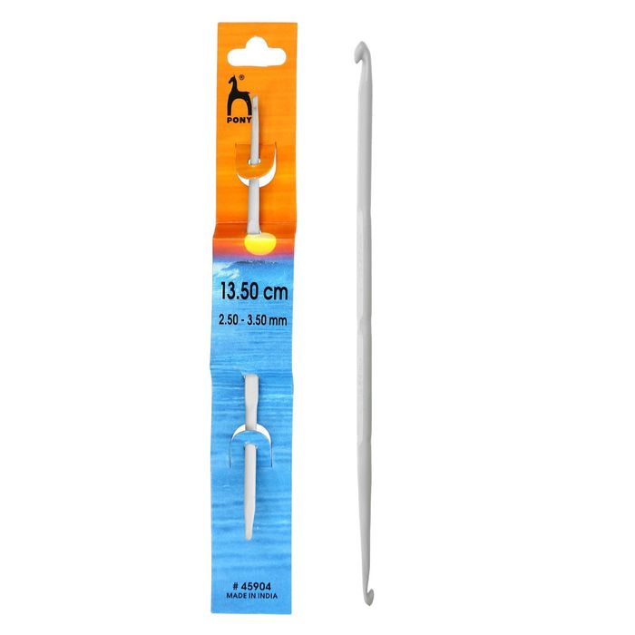 Крючок для вязания, алюминиевый, двусторонний, d=2,5мм-3,5мм, 13,5см