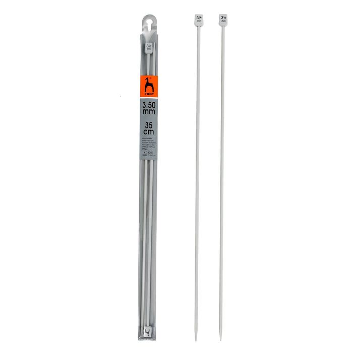 Спицы для вязания прямые, наконечник, d=3,5мм, 35см, 2шт